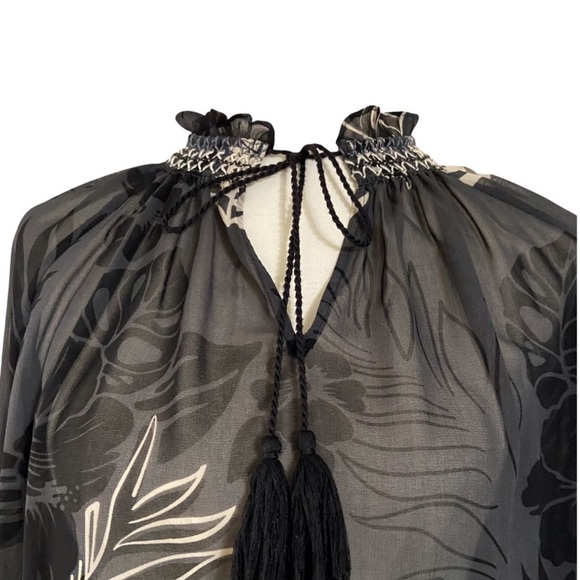 CAbi 5597 Aloha Blouse Sheer Floral Peasant XL - Picture 5 of 8